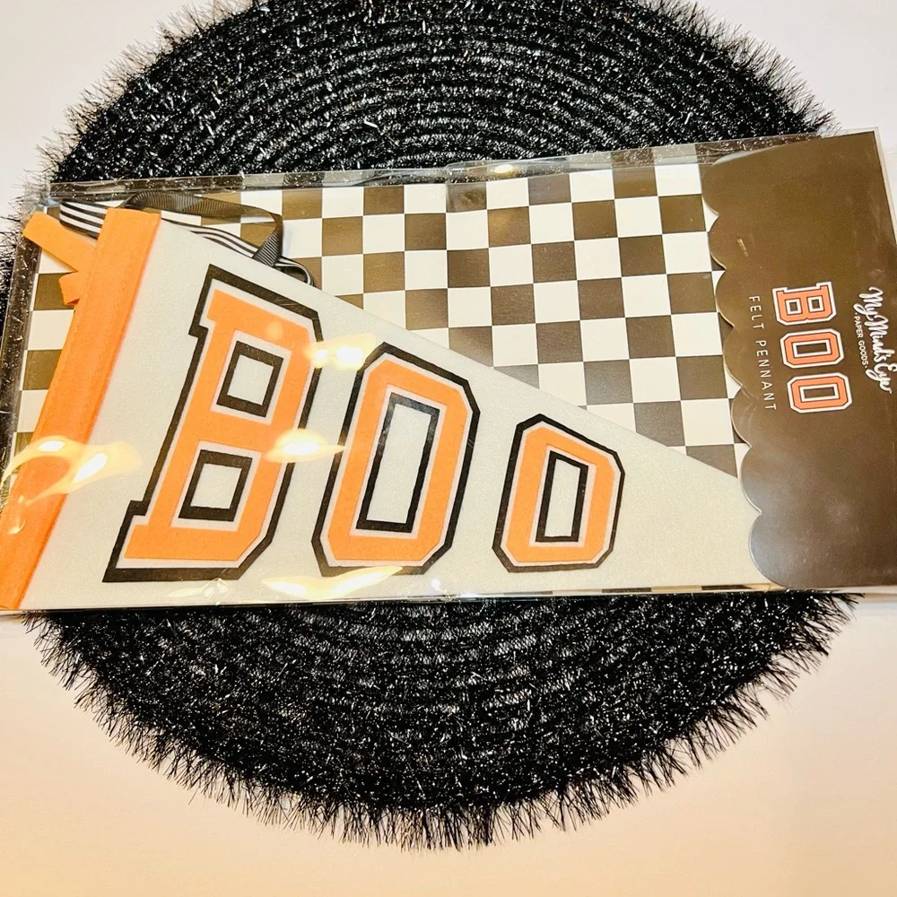 Halloween Boo Felt Pennant Orange and Black - Picture 6 of 12